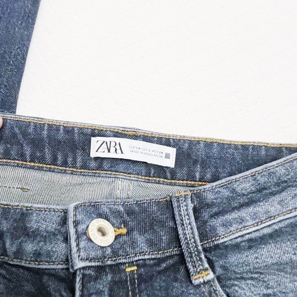 Zara Vintage Dark Wash Ripped Skinny Denim Jeans SZ2 - Picture 5 of 8